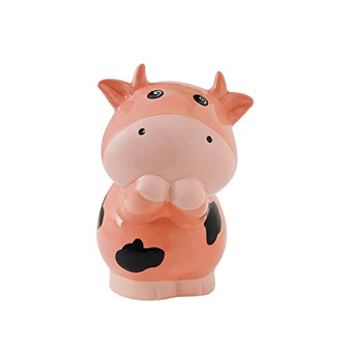 WFS Money Jar Cute Happy Cow Piggy Bank Ceramic Decorative Saving Bank for Boy Girl Child Toy Bank Doggy Dog Ceramic Piggy Bank Money Pot (Color : Natural)