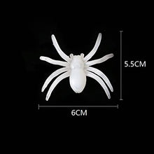 Load image into Gallery viewer, BESTOYARD 12pcs Glow in The Dark Spiders Halloween Luminous Spider Plastic Fake Spider Practical Jokes Props for Halloween Horror Nights Prank Game Party Favors White
