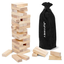 Load image into Gallery viewer, Wooden Stacking Blocks&amp;Tumble Tower Game Classic Game 54 Pcs Jurnwey,Premium Pine Wood,with Heavy-Duty Carry Bag Classic Wood Blocks Stack Outdoor Games Floor Game for Kids and Adults
