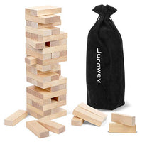 Wooden Stacking Blocks&Tumble Tower Game Classic Game 54 Pcs Jurnwey,Premium Pine Wood,with Heavy-Duty Carry Bag Classic Wood Blocks Stack Outdoor Games Floor Game for Kids and Adults