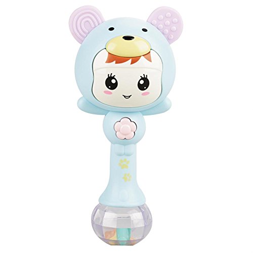 Baby Rattle Toy Hand Grab Rattle Music Sand Hammer Rhythm Stick Educational Electronic Music Cute Cartoon Infant Shaking Rattle for Above 10 Months(Blue)