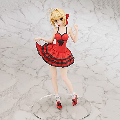 YANGENG Fate/Extra CCC Red Saber Nero 9.8 Inches Red Swimsuit Version Anime Character Model Girl Garage Kits Doll Collection PVC Figure Statue Desktop Ornaments Decorations Birthday Present