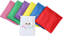 Load image into Gallery viewer, Simply Sweet Fabric Play Scarves + Storage Bag for Easy Clean Up : Perfect for Kids Pretend and Creative Play , Dress Up and Childhood Fun , 35&quot; Large Bundle of 6 Bright Colored Polyester Silks
