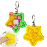 LGUIY 2pcs Fidget Spinners Toys Keychain Toy Push Bubble Gift Toys Set Fidget Ring Poppers Anxiety Stress Reliever Autism Squeeze Toy for Kids Teens Adults (Green Pink Yellow)