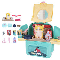 Pet Carging Playset for Girls, Practical Exquisite Plastic Backpack Pretend Play Pet Care Set