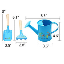 Load image into Gallery viewer, Sungmor Kids Garden Tools Set | Pretty &amp; Cute Little Gardener Kit | Package Includes 3PC Blue Number Watering Can &amp; Trowel &amp; Rake Gardening Hand Tools | Perfect for Play Around Garden,Yard or Beach

