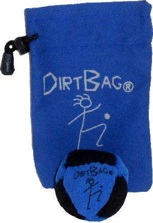 Dirtbag Classic Footbag Hacky Sack with Pouch, Flying Clipper Original Dirtbag with Signature Carry Bag - Blue/Black/Blue Pouch.