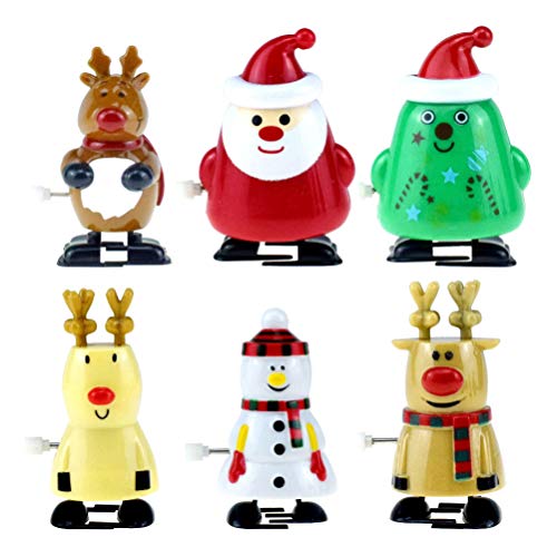 NUOBESTY Christmas Clockwork Toy Funny Wind up Toys for Christmas Party Goodies Bag Filler, 6 Pieces