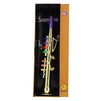 generic Kids Trumpet Horn Music Saxophone Model Musical Wind Instrument for Performance Props Kids Party Toy Supplies