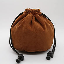 Load image into Gallery viewer, DND Dice Bag Large dice Bag Tabletop Game Pouch Brown Velvet dice Bag with 6 Black dice Sets

