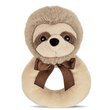 Load image into Gallery viewer, Bearington Baby Lil&#39; Speedster Plush Stuffed Animal Sloth Soft Ring Rattle, 5.5 Inch
