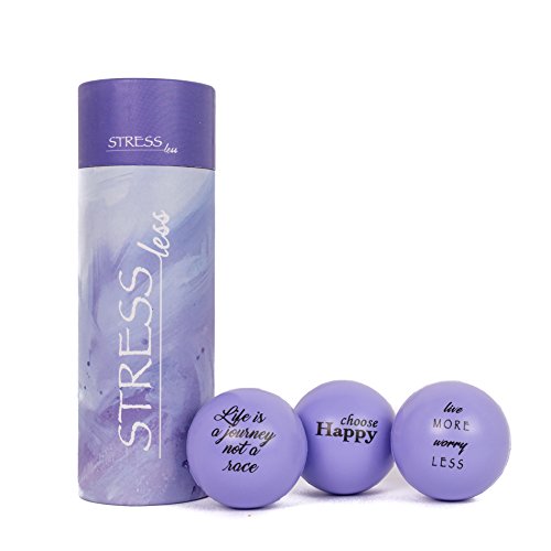Stress Balls with Motivational Quotes, Stress Relief Toys for Adults and Kids (3 Pack Stress Balls) (Purple)