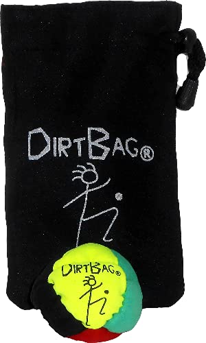 Dirtbag Classic Footbag Hacky Sack with Pouch, Flying Clipper Original Dirtbag with Signature Carry Bag - Multi Color/Black Pouch.