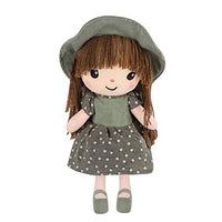 RONGXG Girls Fluffy Rag Doll Plush Stuffed Toy Soft Gifts with Hat Skirt Princess Phial Cute Little Dolls Girl Decoration Companion Toys Ragdoll for Christmas Birthday Gift 40CM, Green, one size