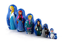 Load image into Gallery viewer, Matryoshka Russian Nesting Doll Babushka Beautiful Cartoon Characters Frozen Elsa Set 7 Pieces Pcs Wooden Hand Painted Souvenir Craft Gift
