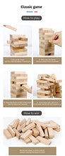 Load image into Gallery viewer, Wooden Stacking Blocks&amp;Tumble Tower Game Classic Game 54 Pcs Jurnwey,Premium Pine Wood,with Heavy-Duty Carry Bag Classic Wood Blocks Stack Outdoor Games Floor Game for Kids and Adults
