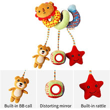 Load image into Gallery viewer, AIPINQI Infant Stroller Toy, Baby Car Seat Toys for Infant Baby Bed Stroller Toy Suitable Pram Crib Plush Toy for Boys Girls Spiral Activity Toy with Rattles and BB Squeaker, ,Lion

