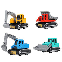 NUOBESTY 4pcs Pull Back Construction Truck Toys Bulldozer Excavator Dumper Truck Engineering Car Model for Children Toddlers