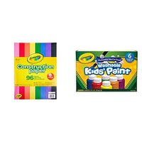 Crayola Washable Kids Paint 6ct & Construction Paper 96pg Bundle, Paint Set for Kids, Gift