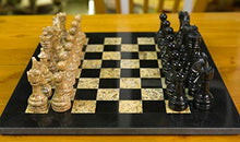 Load image into Gallery viewer, Radicaln 15 Inches Large Handmade Black and Fossil Coral Weighted Marble Full Chess Game Set Staunton and Ambassador Gift Style Marble Tournament Chess Sets -Non Wooden -Non Magnetic -Not Backgammon
