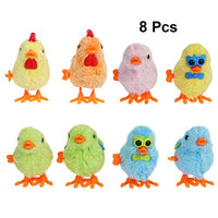 Amosfun 8Pcs Easter Wind Up Toys Jumping Chicken Plush Chicks Toys Novelty Wind-up Clockwork Toys for Kids Birthday Easter Party Favors