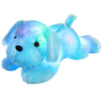 WEWILL LED Puppy Stuffed Animal Creative Night Light Lovely Dog Glow Soft Plush Toy Gifts for Kids on Christmas Birthday Festivals, 18-Inch, Blue