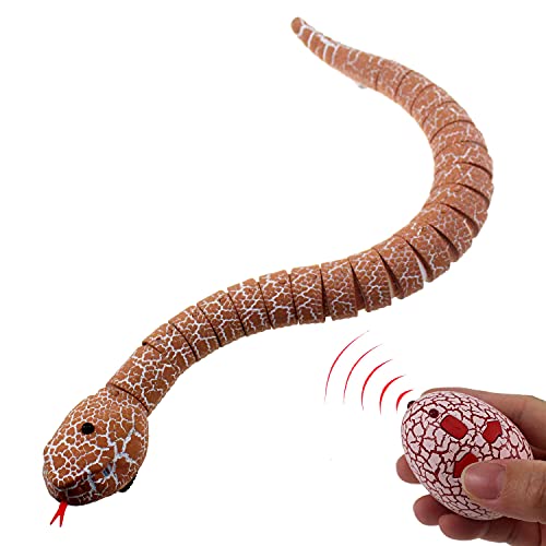 Tipmant RC Snake IR Remote Control Crawlers Fake Realistic Animals Vehicle Scary Prank Toys Kids Halloween Christmas Birthday Gifts (Orang-Pink)