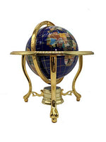 Unique Art 10-Inch by 6-Inch Blue Lapis Ocean Table Top Gemstone World Globe with Gold Tripod