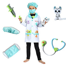 Load image into Gallery viewer, Sincere Party Veterinarian Role Play Costume,Kids Vet Doctor Lab Coat Set,Plush Animal Patient Included 3-5Years
