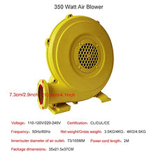 Load image into Gallery viewer, 350W Inflatable Commercial Air Blower, Electric Air Pump Fan, for Small Inflatable Water Bounce House, Bouncy Castle, Advertising Birthday Party Inflatable Arch, Yellow
