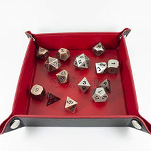 Load image into Gallery viewer, 2 x Solid Metal DND Dice Sets in Presentation Tins, with Portable Rolling Tray
