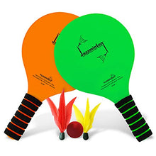 Load image into Gallery viewer, Jazzminton Lite - Indoor &amp; Outdoor Game for Family and Friends - 2 Paddles, 2 Birdies, 1 Ball - All Season Paddle Game for Kids and Adults - Take Your Kids Outside for Some Active Fun
