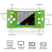 Load image into Gallery viewer, E-MODS GAMING Handheld Game Console Built-in 162 FC Video Games - Retro Kids Video Games with 2.5 Inch Screen Support AV/TV Output, Handheld Game Console for Age 3-12 (Green)
