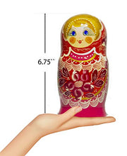 Load image into Gallery viewer, Nesting Doll - 5 Floral Folk Pattern - Hand Painted in Russia - Big Size - Wooden Decoration Gift Doll - Matryoshka Babushka (Style I, 6.75``(5 Dolls in 1))
