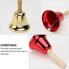 Load image into Gallery viewer, Holibanna 2Pcs Hand Bell Christmas Jingle Bells with Wood Handle Metal Santa Claus Rattles Call Service Dinner Bells Musical Percussion Toy for Kids Adults Christmas Party Favors
