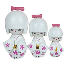 Load image into Gallery viewer, Phoenix Wonder Lovely Japanese Doll Kimono Wooden Kokeshi Toy Girl Ornaments for House &amp; Office Decoration 3 Pcs White
