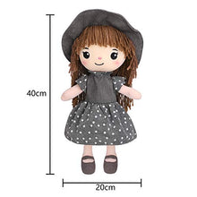 Load image into Gallery viewer, RONGXG Girls Fluffy Rag Doll Plush Stuffed Toy Soft Gifts with Hat Skirt Princess Phial Cute Little Dolls Girl Decoration Companion Toys Ragdoll for Christmas Birthday Gift 40CM, Grey, one size

