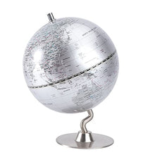 Load image into Gallery viewer, HEALLILY Earth Globe Statue Retro Antique High Definition World Map Globe Figurine with Stand Geography Teaching Tools for Children Kids Silver

