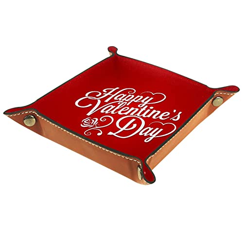 Dice Tray Valentine's Day Red Dice Rolling Tray Holder Storage Box for RPG D&D Dice Tray and Table Games, Double Sided Folding Portable PU Leather