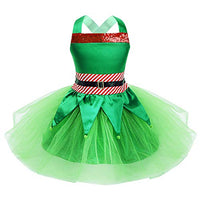 MSemis Toddler Girls Green Fairy Costume Sequins Tutu Dress with Hat for Christmas/Halloween Party Grass-Green 3-4 Years