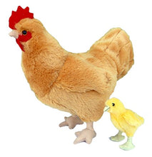 Load image into Gallery viewer, Adore 12&quot; Standing Goldie The Hen Chicken With Baby Chick Plush Stuffed Animal Toy

