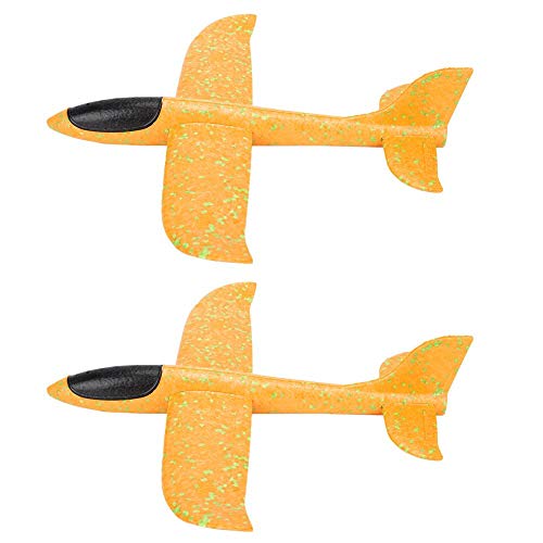 Tbest Glider Catapult Airplane, 2 Pcs EPP Throwing Glider Catapult Airplane Throw and Return Stunt Version Children Educational Toy(Orange dot Single Hole Stunt)