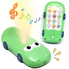 Load image into Gallery viewer, Lukax Baby Cell Phone Toys, My First Learning Baby Crocodile Phone Toy, Car Toys with Star Lights Music, Boy Toys 18 Month Early Education, Birthday Easter Gift for 1 2 3 Year Old Kid Toddler
