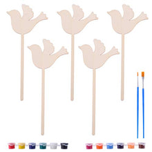 Load image into Gallery viewer, NUOBESTY Kids DIY Wooden Plant Labels with Acrylic Paint Jar and Painting Brush Wood Garden Stakes Tags Garden Markers Painting Gift for Kids DIY Craft Bird
