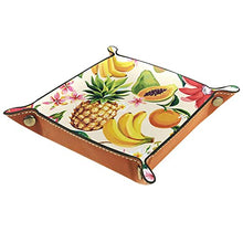 Load image into Gallery viewer, Dice Tray Fruit Pineapple Dragon Papaya Banana Dice Rolling Tray Holder Storage Box for RPG D&amp;D Dice Tray and Table Games, Double Sided Folding Portable PU Leather
