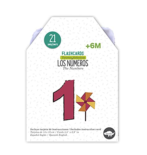 Flash Cards The Numbers - Flashcards Ages 6 M and Up, Preschool to Kindergarten - Spanish to English Flash Cards - Spanish/English Learning Games for Toddlers and Preschoolers