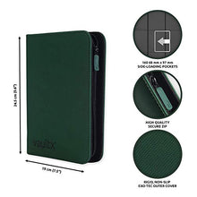 Load image into Gallery viewer, Vault X Premium Exo-Tec Zip Binder - 4 Pocket Trading Card Album Folder - 160 Side Loading Pocket Binder for TCG (Green)
