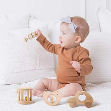 Load image into Gallery viewer, Wooden Baby Toys Wooden Rattle 4PC Handmade Natural Organic Preschool Baby Grasping Toy
