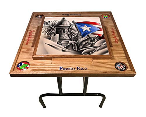latinos r us Puerto Rico Domino Table Smbolos Bricua (Red Mahogany)