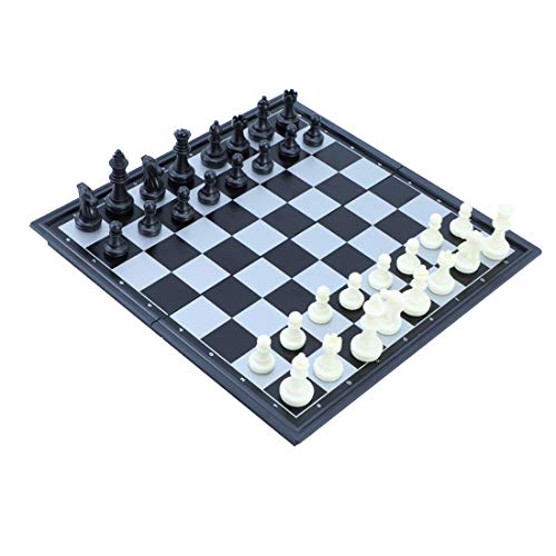 Magnetic Travel Chess Set with Folding Chess Board Portable and Educational Toys Adults (Black and White)